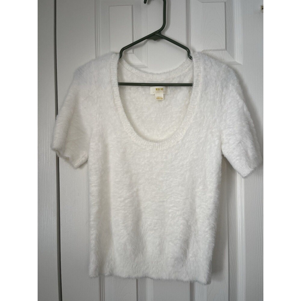 Maeve Scoop Neck Eyelash Sweater Tee Woman Small